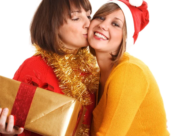 Friends exchanging Christmas presents Stock Image