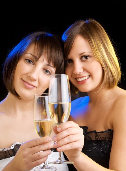 Two girls celebrating Christmas — Stock Photo, Image