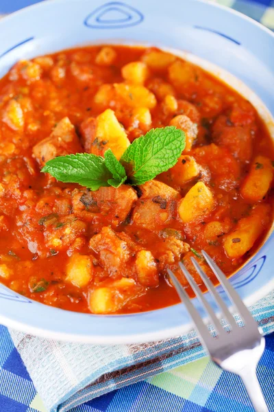 Lamb stew in plate — Stock Photo, Image