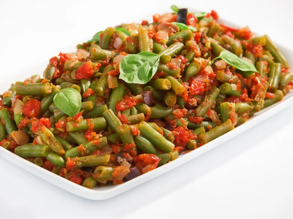 法国豆和番茄的砂锅菜 — 图库照片
