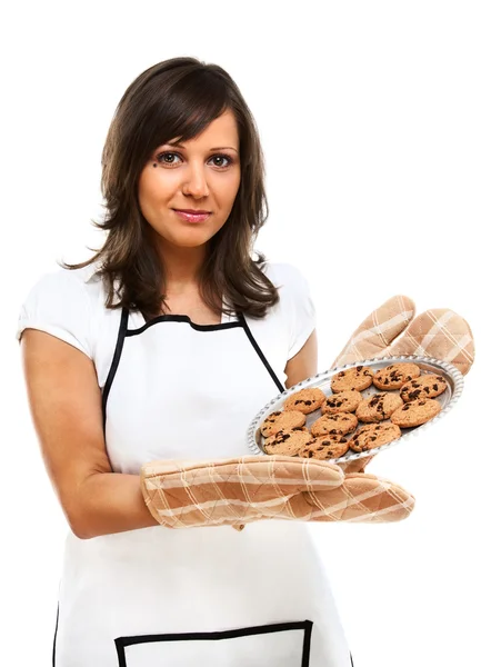 Young woman with homemade cookies — Stock Photo, Image