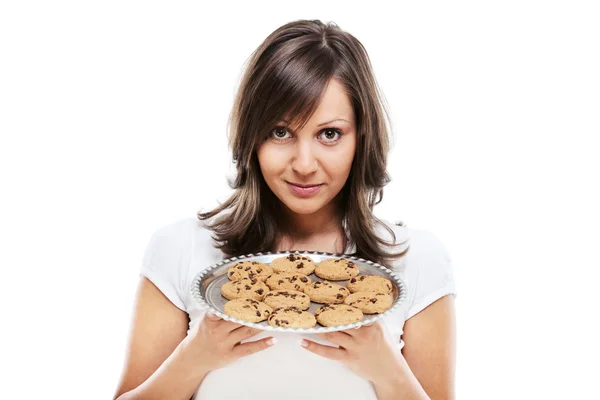 Mujer joven con galletas caseras — Foto de Stock