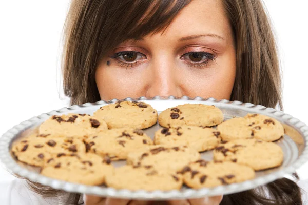 Donna con biscotti fatti in casa — Foto Stock