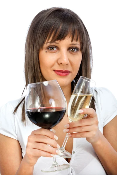 Comparing red and white wine — Stock Photo, Image