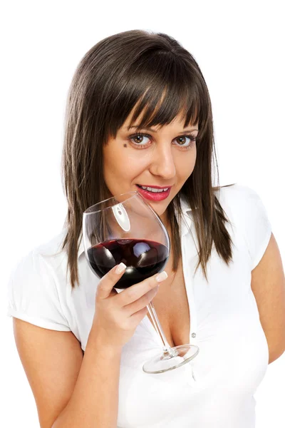 Young woman drinking red wine — Stock Photo, Image