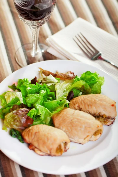 Turkey roulade in plate — Stock Photo, Image