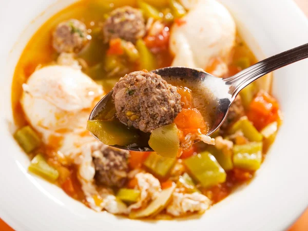 Tunisian soup with meatballs — Stock Photo, Image