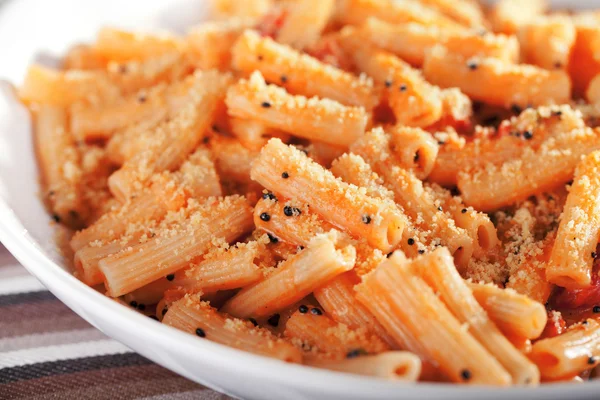 Penne with tomatoes and  cheese — Stock Photo, Image