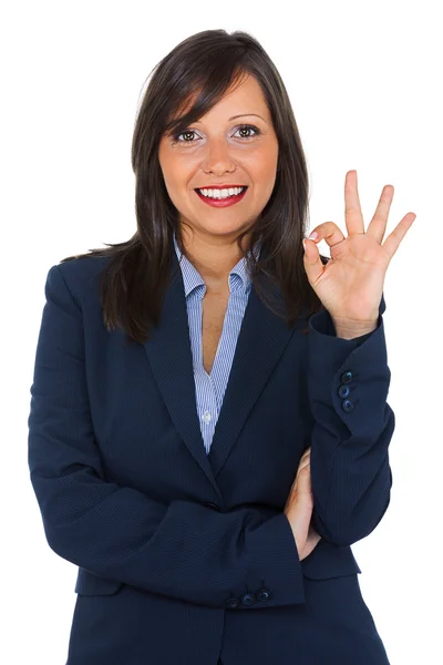 Businesswoman showing OK sign — Stock Photo, Image