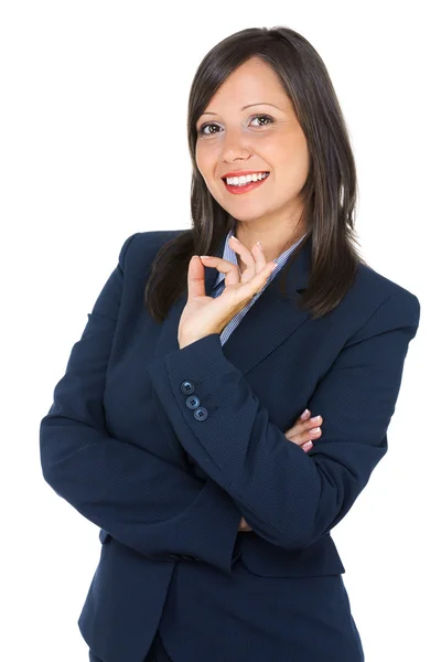 Businesswoman showing OK sign — Stock Photo, Image