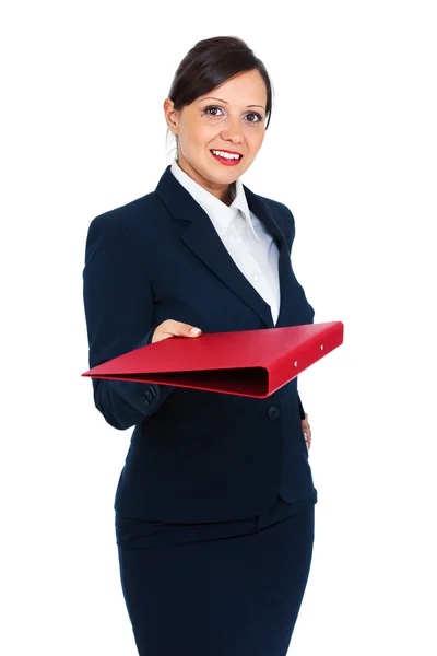 Businesswoman giving  folder — Stock Photo, Image