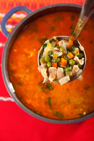 Minestrone soep in Pot — Stockfoto