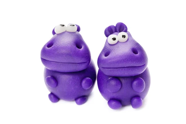 Violet Hippopotamus made of clay — Stock Photo, Image