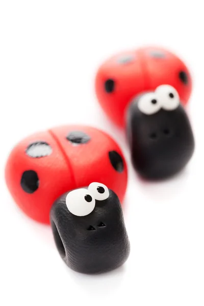 Ladybirds made of polymer clay — Stock Photo, Image