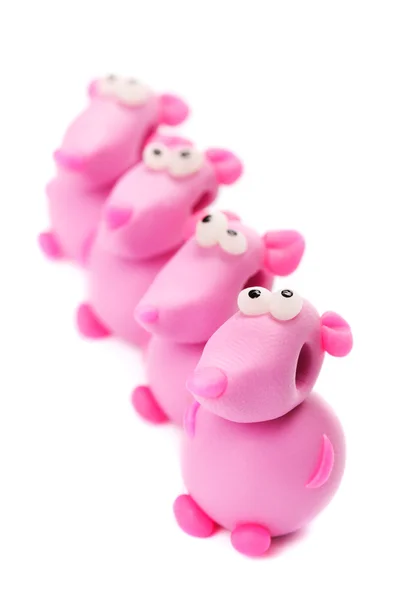 Pink mice made of polymer clay — Stock Photo, Image