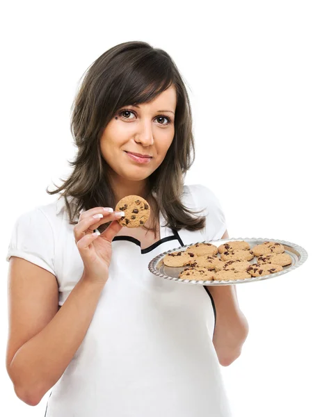Mujer joven con galletas caseras — Foto de Stock