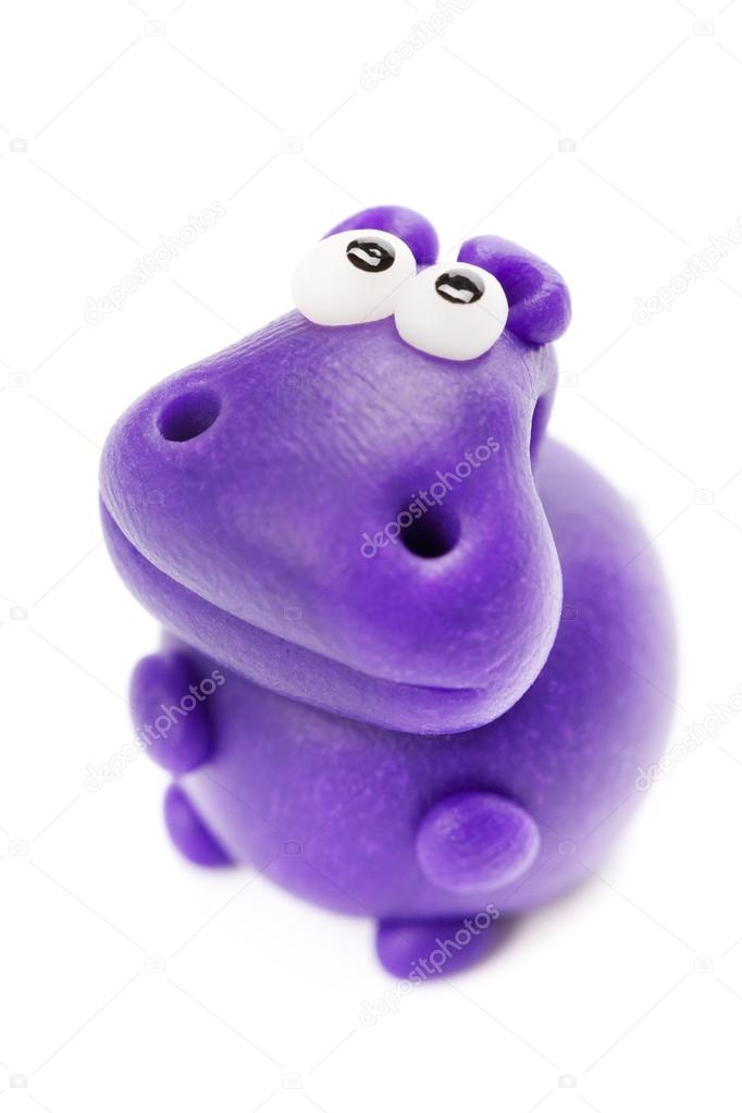 Violet Hippopotamus made of clay