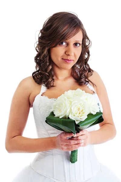 Young bride with wedding bouquet — Stock Photo, Image