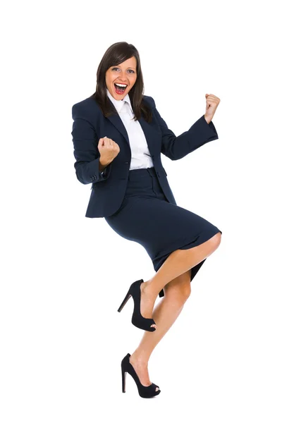 Happy upphetsad affärskvinna — Stockfoto