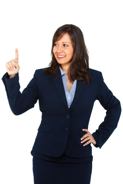 Mujer de negocios señalando hacia arriba — Foto de Stock