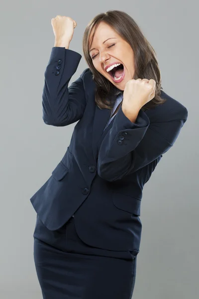 Happy upphetsad affärskvinna — Stockfoto