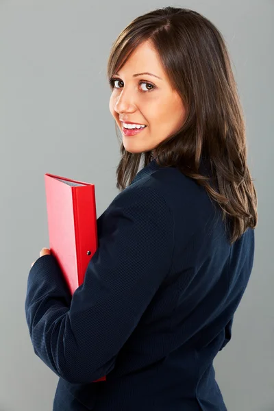 Businesswoman holding folders — Stock Photo, Image