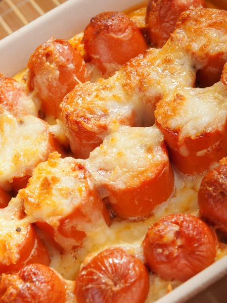 Casserole with sausage and mozzarella — Stock Photo, Image