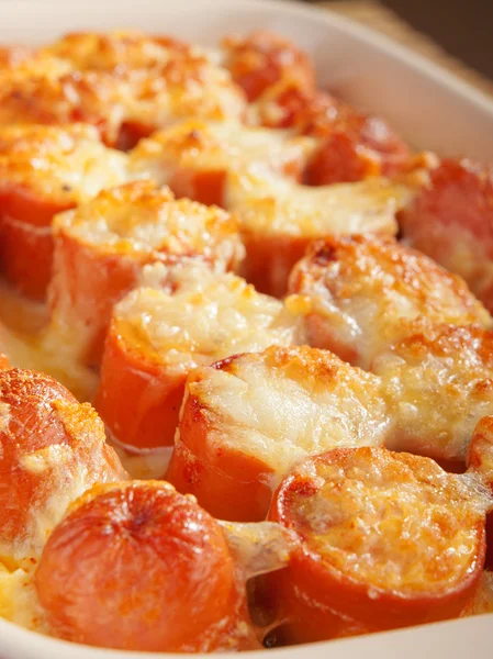 Casserole with sausage and mozzarella — Stock Photo, Image