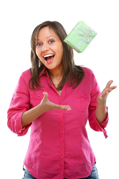 Mujer con caja de regalo —  Fotos de Stock