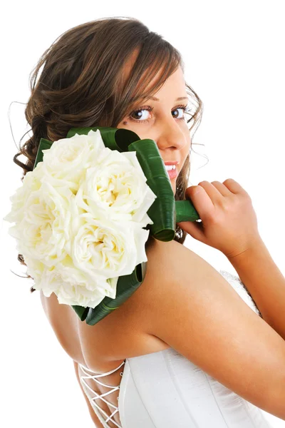 Sposa con bouquet da sposa — Foto Stock