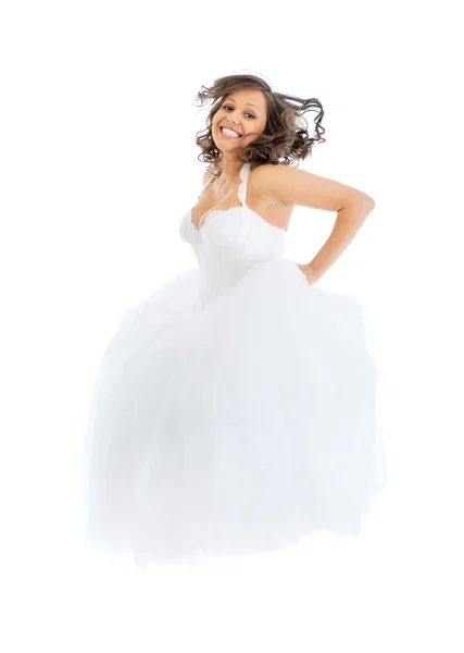 Young bride jumping — Stock Photo, Image