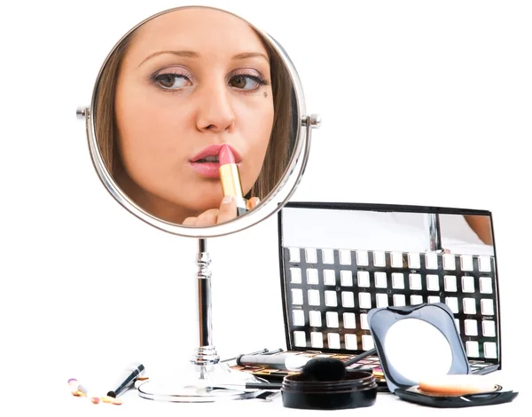 Woman Applying make-up — Stock Photo, Image