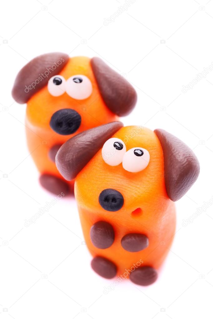 dogs made of polymer clay