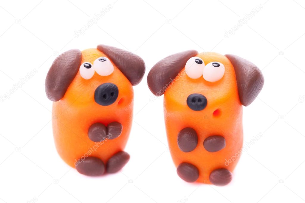 dogs made of polymer clay