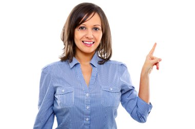 işaret eden genç iş kadını