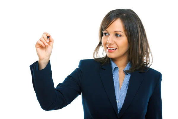 Businesswoman pointing with finger — Stock Photo, Image