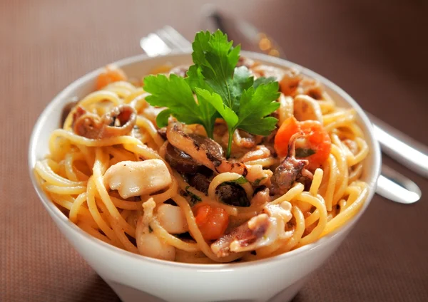 Pasta samling - skaldjur spaghetti — Stockfoto