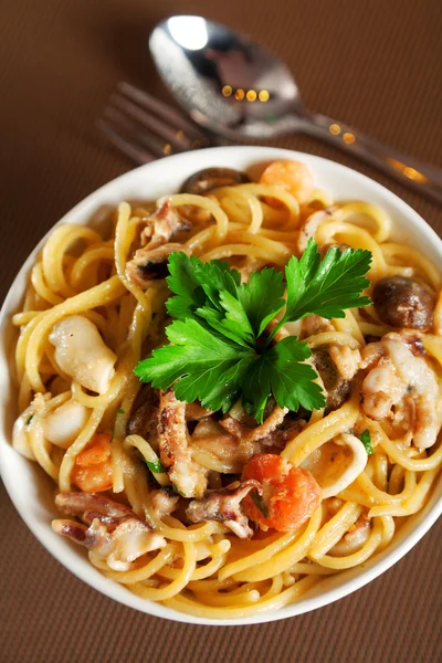 Pasta samling - skaldjur spaghetti — Stockfoto