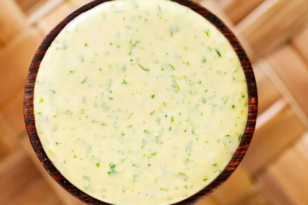 Homemade mayonnaise with parsley — Stock Photo, Image