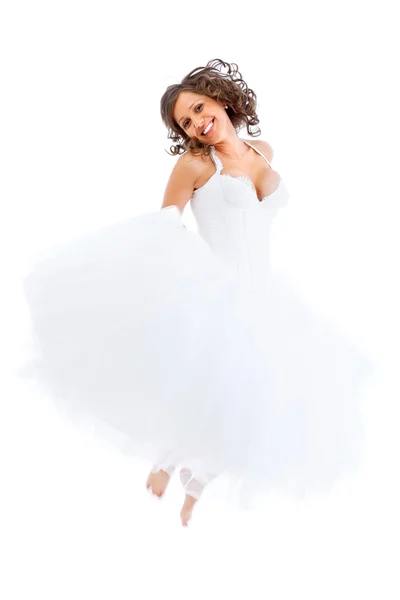 Young bride jumping — Stock Photo, Image