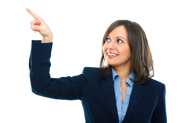 Businesswoman pointing with finger — Stock Photo, Image