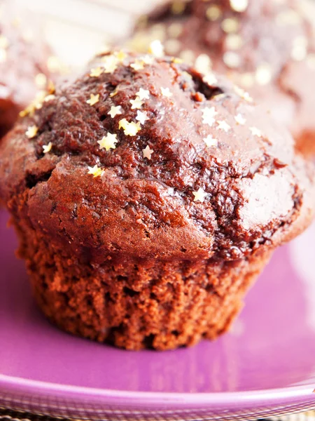 Muffins décorés au chocolat — Photo