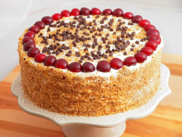 Homemade cake with cherries — Stock Photo, Image