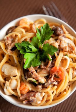 Deniz mahsulleri spagetti plaka