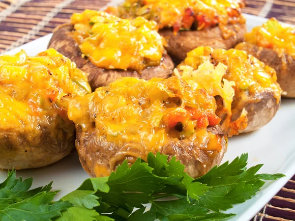 Stuffed mushrooms with cheese — Stock Photo, Image