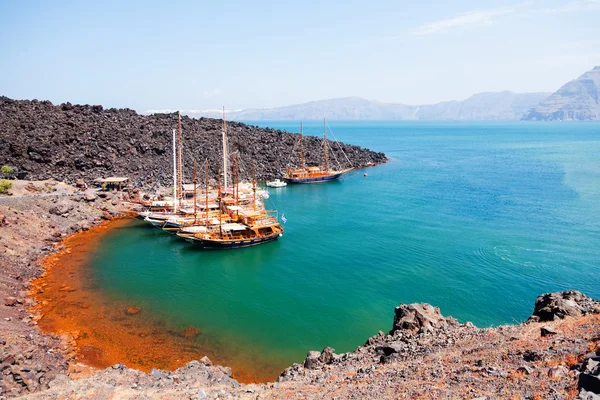 Nea Kameni wulkaniczna wyspa, Santorini — Zdjęcie stockowe