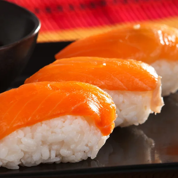 Nigiri sushi with salmon — Stock Photo, Image
