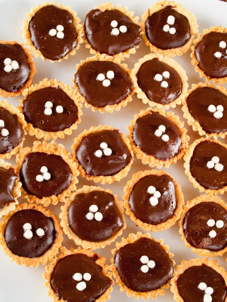 Tarteletas con primer plano de chocolate —  Fotos de Stock