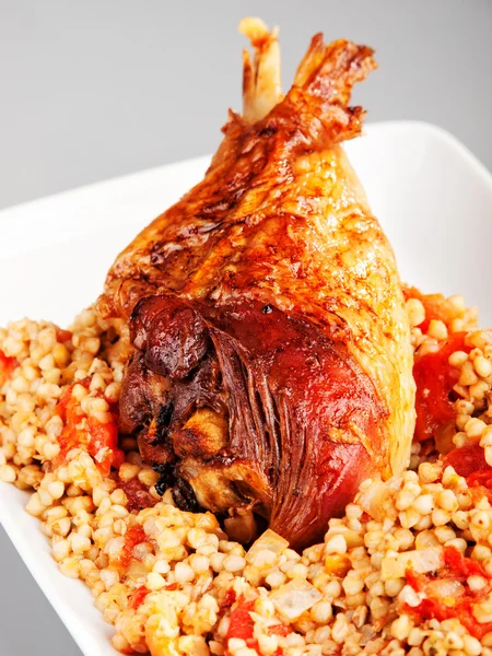 Turkey with buckwheat and tomatoes — Stock Photo, Image