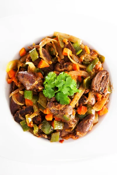 Duck hearts stew vegetables — Stock Photo, Image